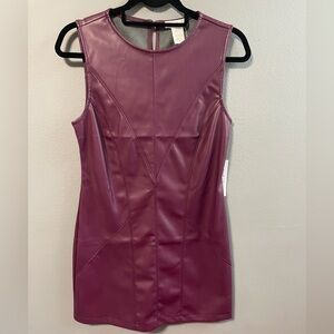 NWT KIRIOUS Los Angeles faux leather sleeveless purple mini dress. Size Small.